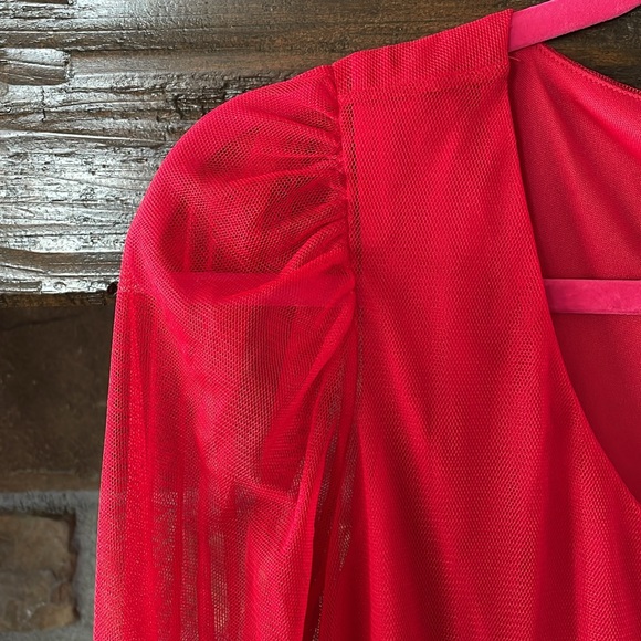 STAUD Cherry Red Organza Mini Dress NWT - Picture 3 of 6